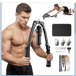 Saker Twister Arm Trainer, 3-in-1 Hydraulic Chest Workout Equipment with Ab Roller Wheel, Adjustable 22-440lbs Arm Trainer for Men & Women, Home Gym f
