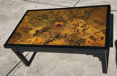 Hand painted Black Lacquer Chinese Tea Table