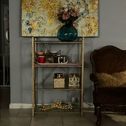 Glass and metal Shelve  gold