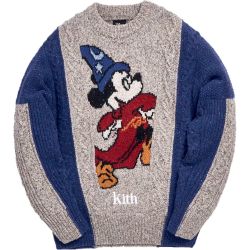 Kith For Disney Mickey Mouse Fantasia 40s Ryan Cable Knit Sweater Size Large