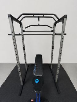 Squat Rack with cap bench and barbell no plates