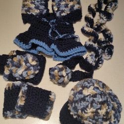 9 PIECE 18" CROCHETED DOLL OUTFIT