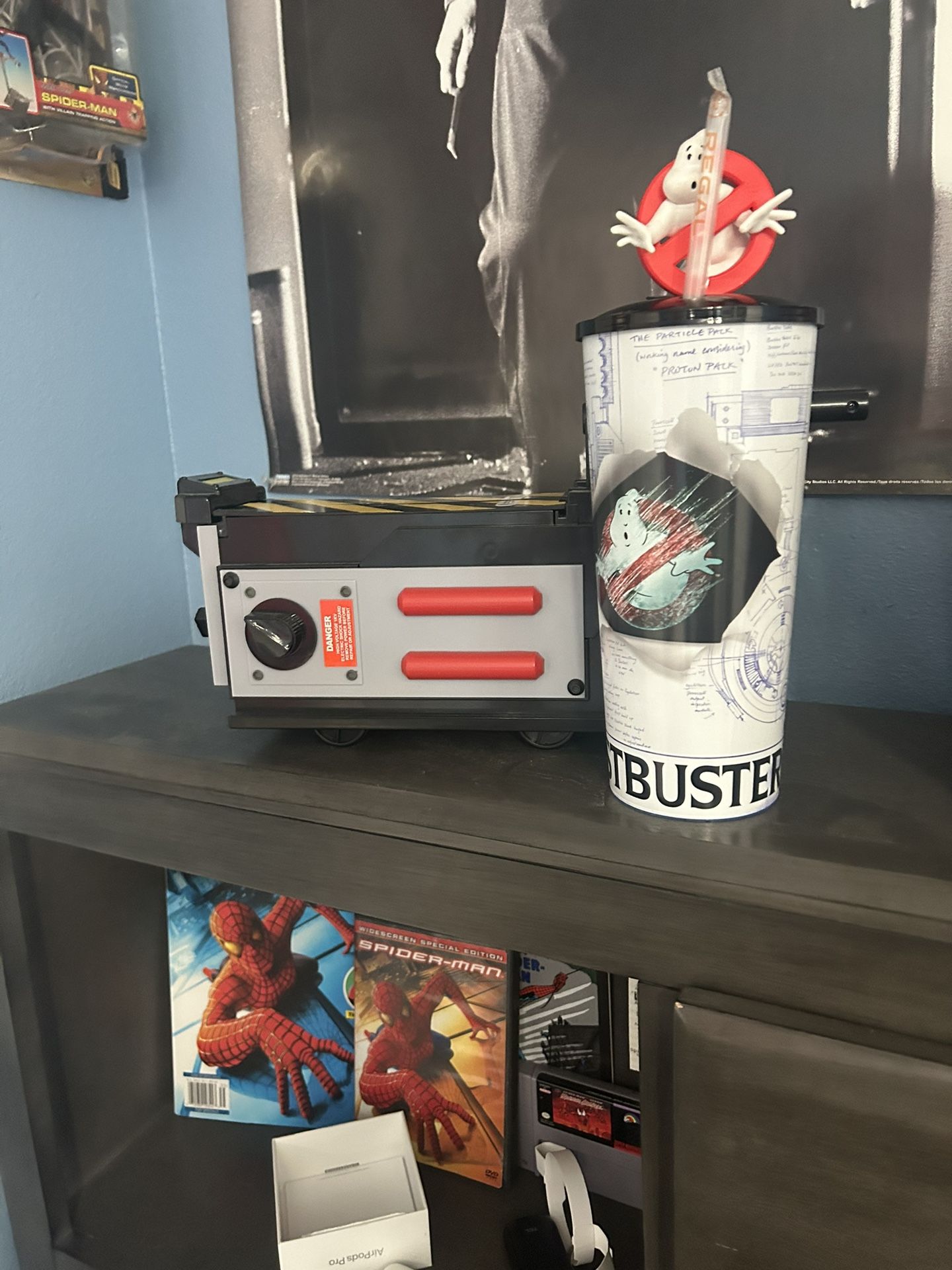 spiderman atsv, deadpool and wolverine, and ghostbusters popcorn bucket