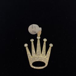 Gold 10k Crown Pendant New