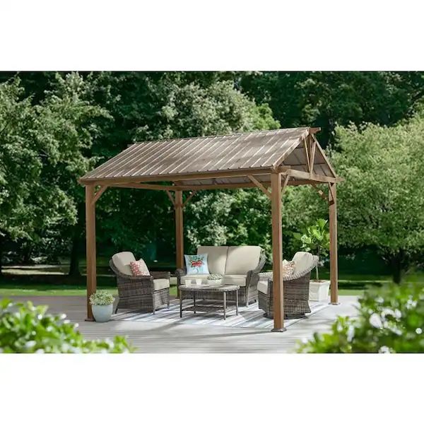 🏡 Hampton Bay Providence Place Gazebo – 11x10 ft – Hardtop Steel Frame