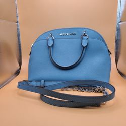 Michael Kors Jet Set Emmy Sofiano Leather Crossbody Bag Sky Blue