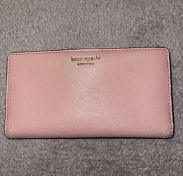 Kate Spade pink Saffiano Leather bifold wallet