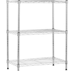 Amazon Basics 3-Shelf Steel Wire Rack Storage, 23.2" L x 13.4" W x 30" H, Chrome
Heavy Duty, Adjustable, for Kitchen, Garage, Shelving Organizer