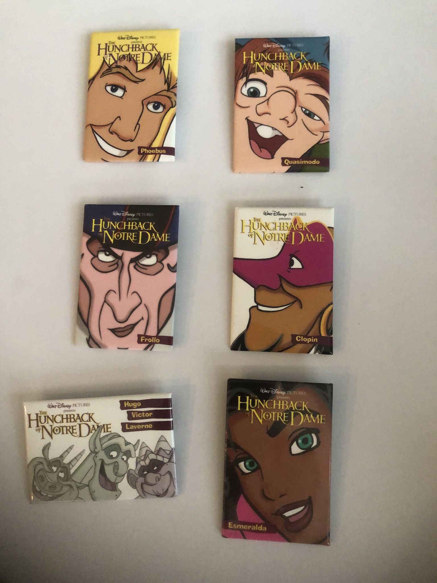 Disney Vintage The Hunchback of Notre Dame Set Of 6 Movie Promotional Buttons