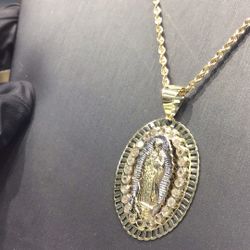 10k Gold Pendant With Rope Necklace 18” Inch Together Deal…