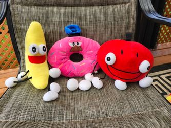 Set of 3 Food Character Plush Stuffed Toys