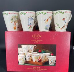 New ~ LENOX Holiday Twelve Days of Christmas Set of 12 Mugs