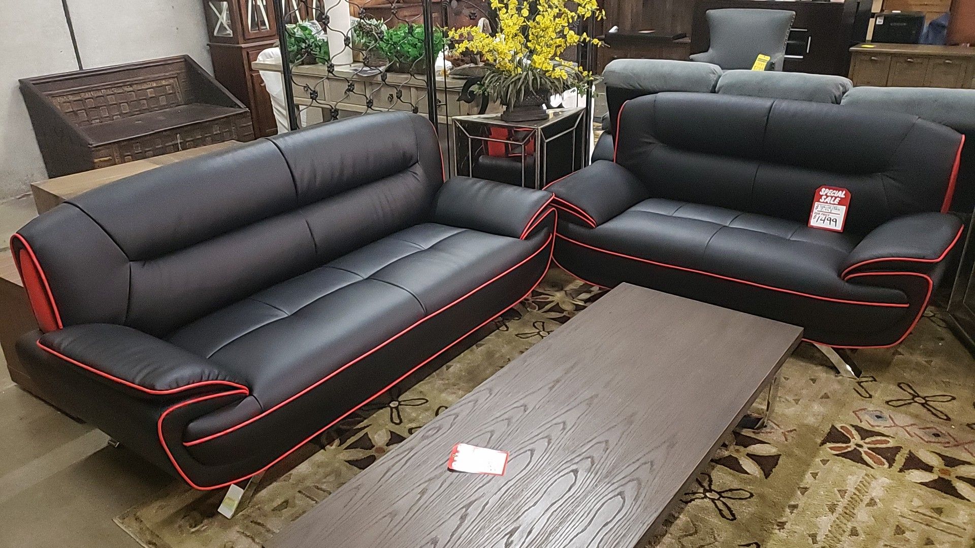 Leather sofa and loveseat