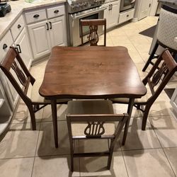 Solid Walnut Stowaway Set — Gaming / Dining Table + 4 Chairs 