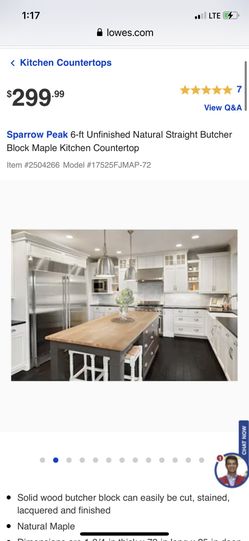 SPARROW PEAK UNFINISHED NATURAL STRAIGHT  BUTCHER BLOC MAPPLE KITCHEN COUNTERTOP