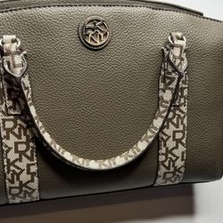 DKNY Womens Bag - Dela Satchel Logo Crossbody Handbag - Faux leather Dark Clay