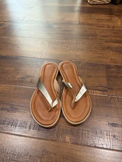 Gold Thong Flip Flop Sandals