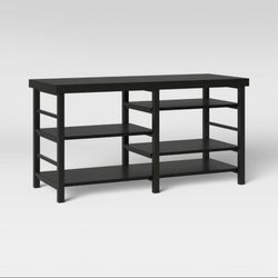 New Adjustable Storage TV Stand Black Wood Grain finish