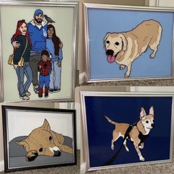 Glass Paintings Family, Friends, Pets, Anime & Cartoon Portraits Available LOCATED IN COVINA
