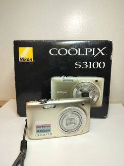 Nikon Coolpix S3100 Gold Y2K, 14 MP, 5x NIKKOR Optical Zoom, OPEN BOX, Full setup