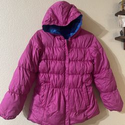 Land’s End Reversible Goose Down Puffer Jacket Children Size S(7-8) Pink & Blue