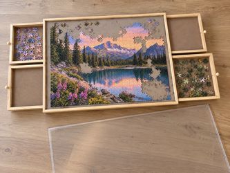 27” x 35” Wooden Puzzle Board with 4 Drawers & Cover