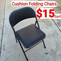 Folding Chairs With Cushion- Matte Black New $18 Each 
