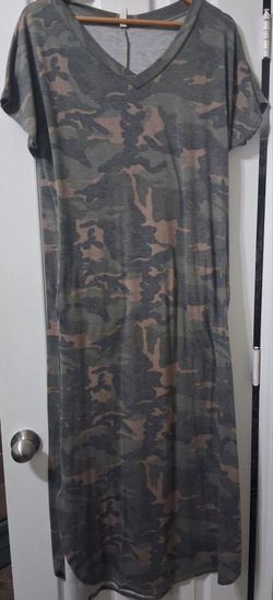 Camo Print Maxi T-Shirt Dress