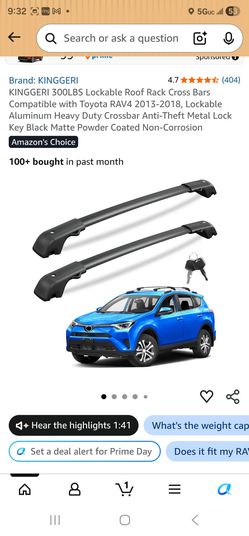 300LBS Lockable Roof Rack Cross Bars Compatible with Tovota RAV4 2013-2018. Lockable Aluminum Heavy Duty