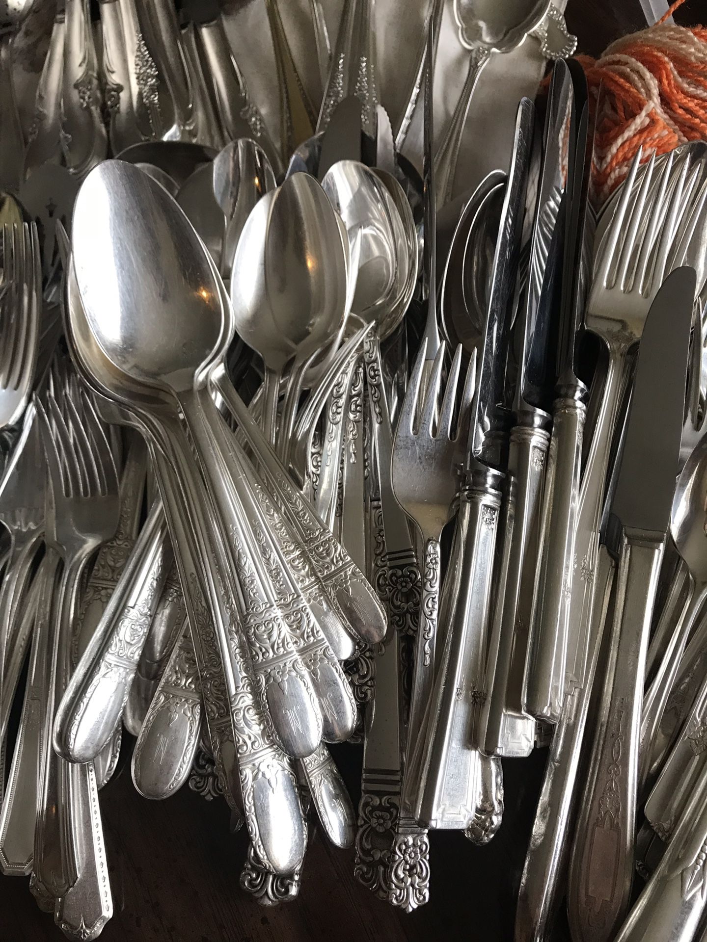 Vintage silverplated silverware and serving pieces