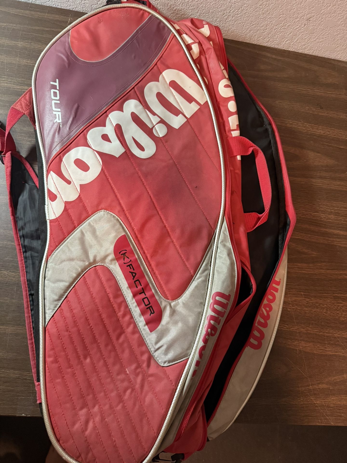 Wilson K Factor Tour Red/Black Tennis Racquet Bag Backpack Mutli Racket