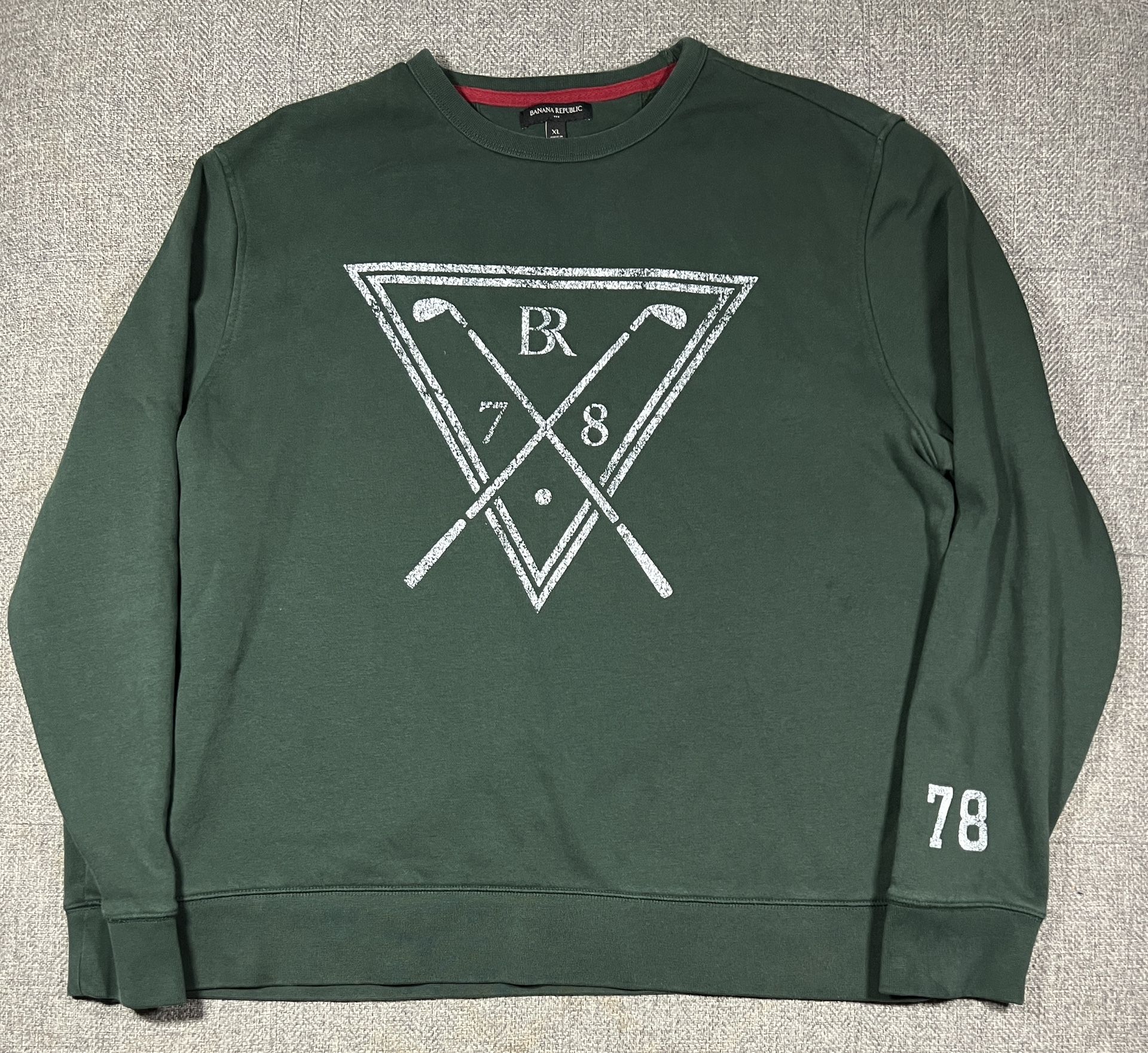 Banana Republic Mens Size XL Golf Classic Sweatshirt Green Crew Neck Pullover