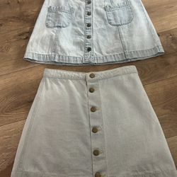Two Small vintage retro casual  mini denim skirts forever 21 American apparel jeans