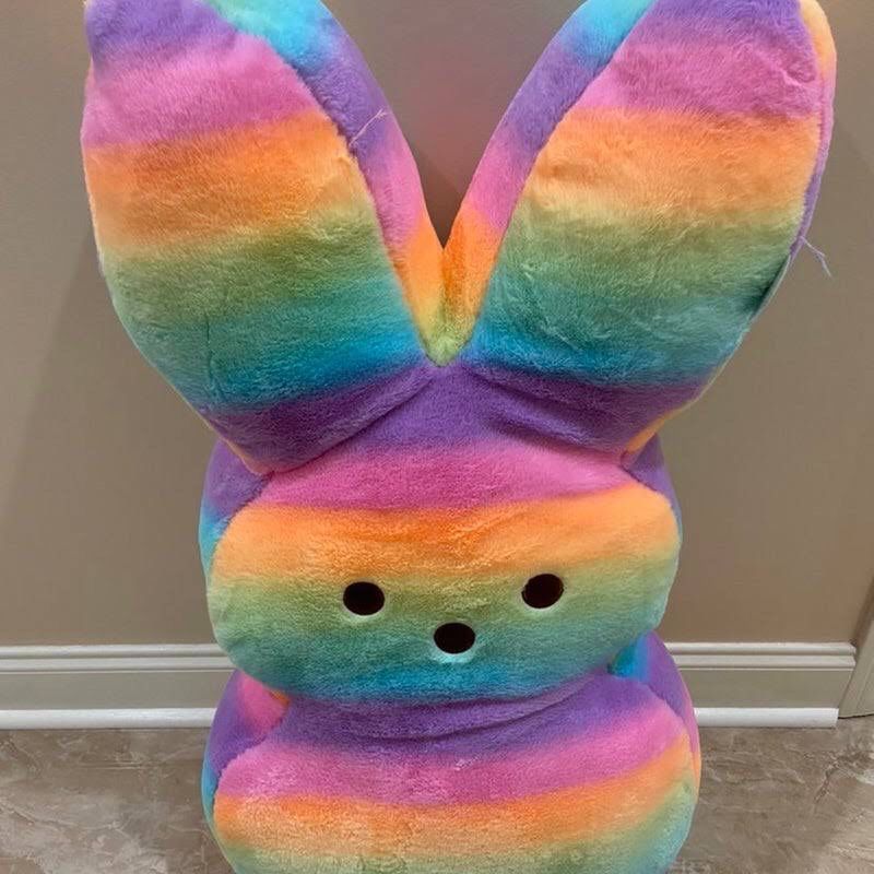 Peep 38" Rainbow Neon Marshmallow Plush Easter Giant Bunny NWT Baby First LGBTQ