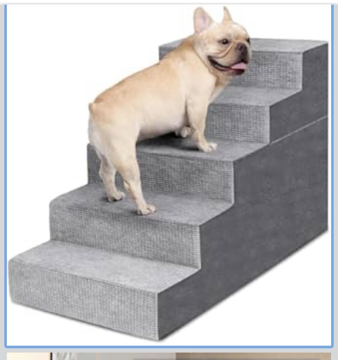 Dog Stairs for Small Dogs,5-Step Dog Steps for High Bed and Couch-Grey