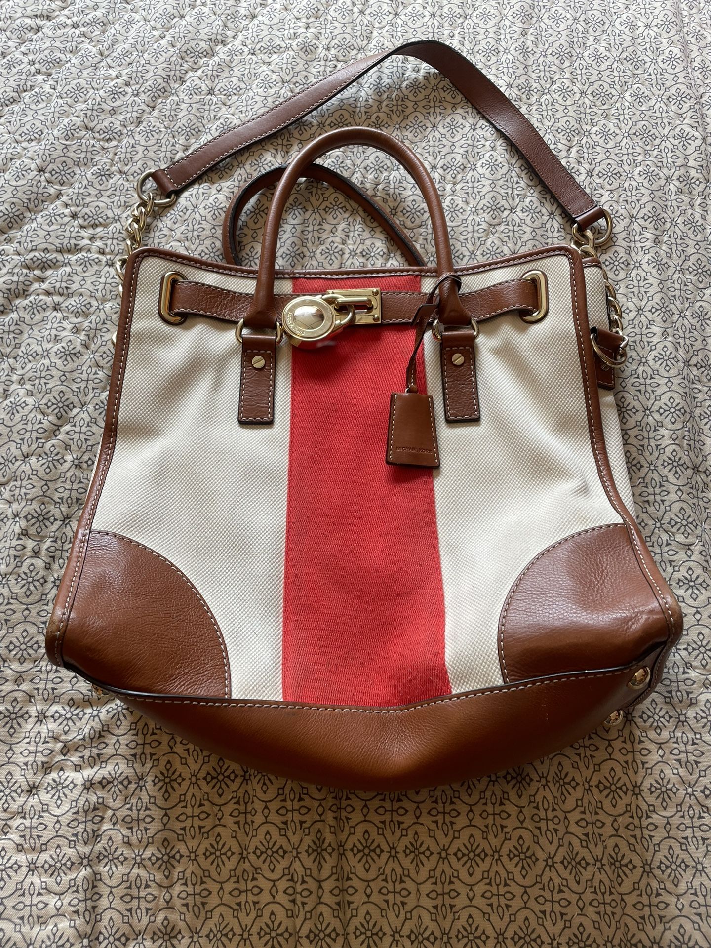 Michael Kors Preowned Handbag Orange White Leather