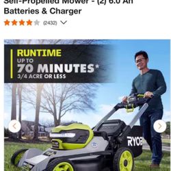 Lawn Mover Ryoby Self Propelled 170 Cc 40v Bateria Y Cargador !
