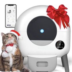 Self Cleaning Litter Box, Automatic Cat Litter Box with APP Control, Multi-Cat Compatible,1 Roll of Garbage Bags and Mat,white2.0X