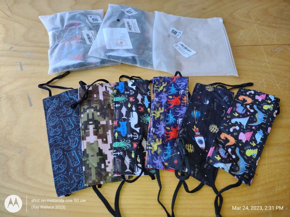 Lot Of 3/ 6,pk-Kids Wearable Face Mask ( Reusable)