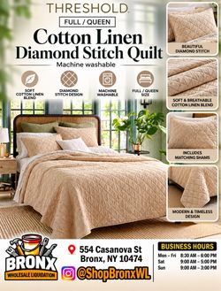 Threshold Cotton Linen Diamond Stitch Quilt Full/Queen