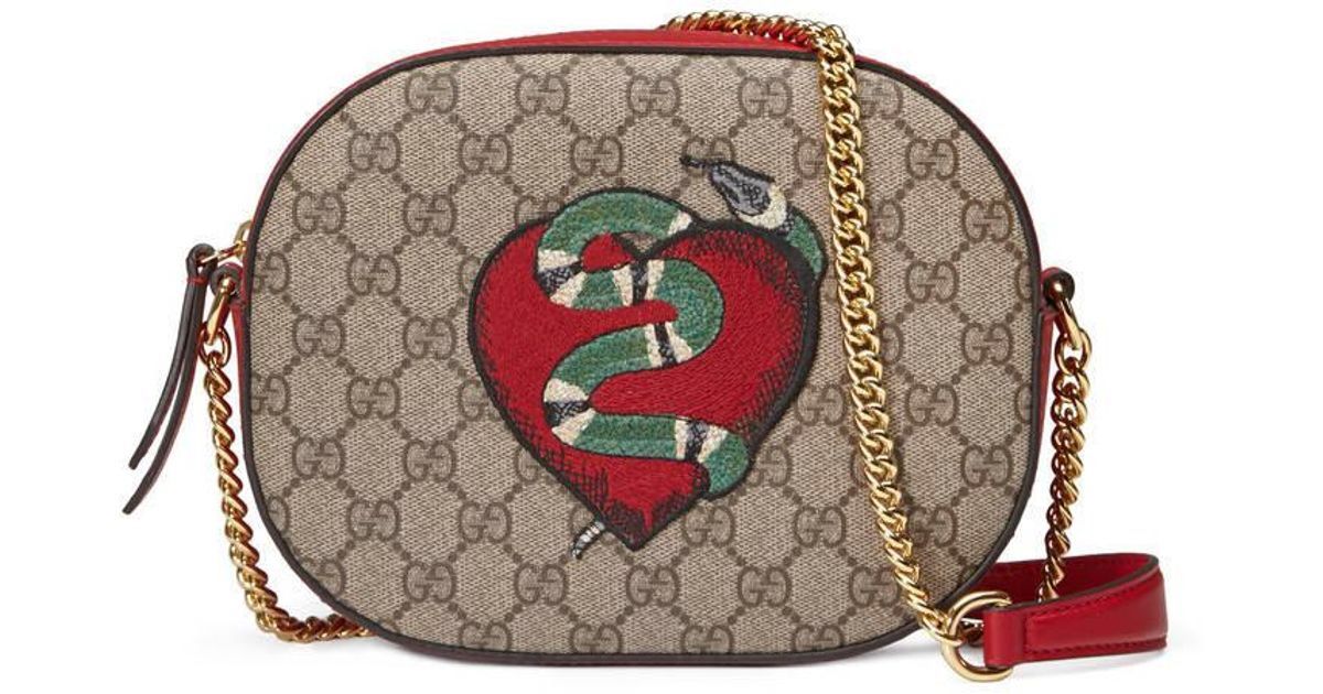 Gucci GG Supreme Embroidered Kingsnake Heart Chain