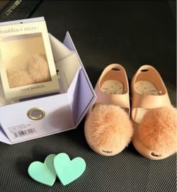 Baubles + Soles Toddler Ballet Slippers with Pom Poms