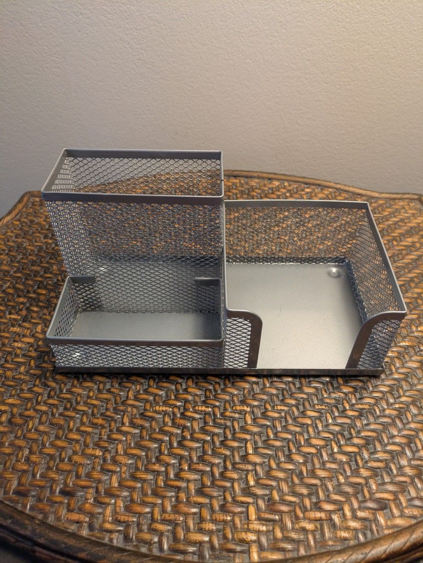Silver Mesh Desk Organizer 8" Wide