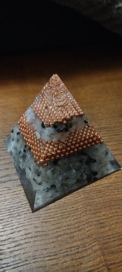 Handmade Copper Orgonite Pyramid – Quartz & Black Tourmaline