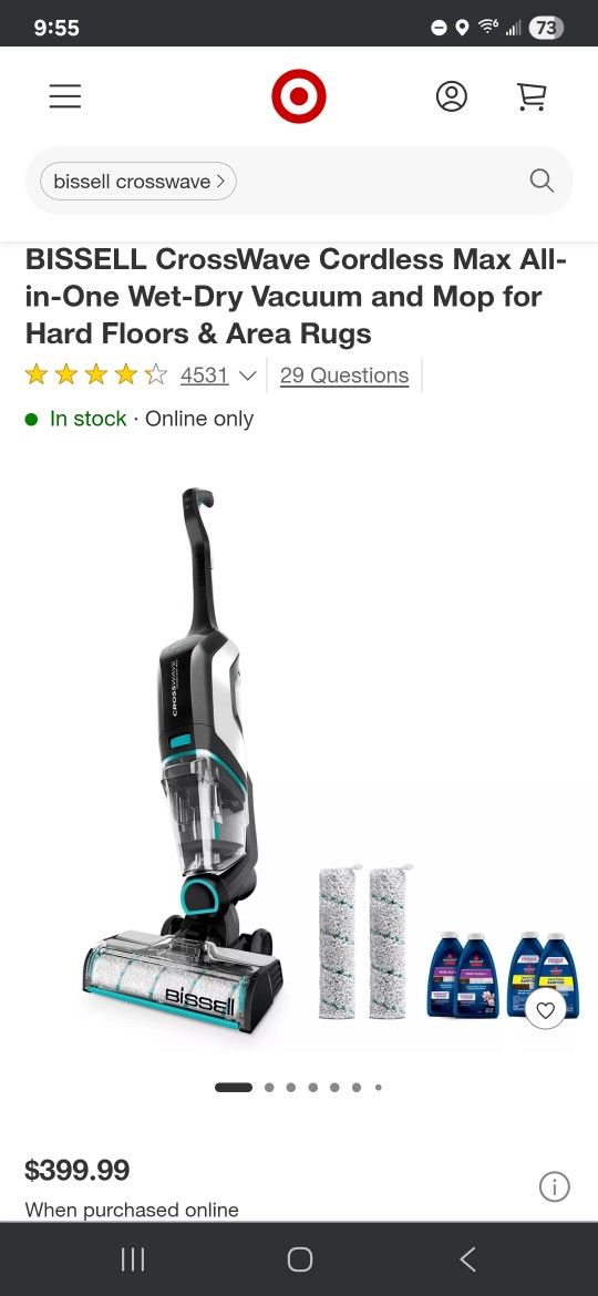 BISSELL CrossWave Cordless Max All- in-One Wet-Dry Vacuum and Mop for Hard Floors & Area Rugs