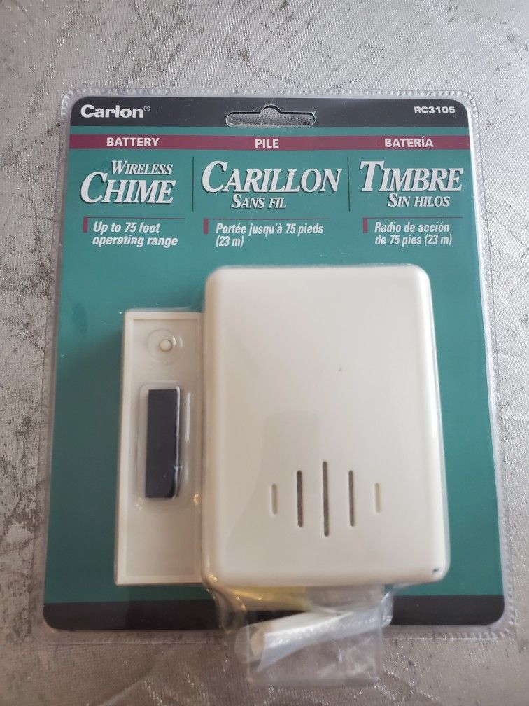 Carlon RC3105 White Wireless Door Bell Chime 75 Foot Range Brand New sealed