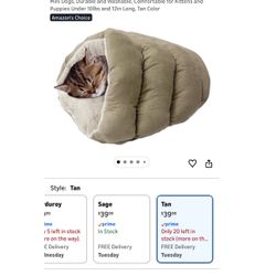 SPOT Sleep Zone Cuddle Cave, Cat Cave Bed for Indoor Cats and Mini Dogs, Durable and Washable, Comfortable for Kittens 