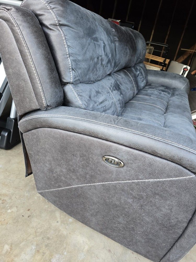 Living Spaces Suede Couch Electric Recliner 