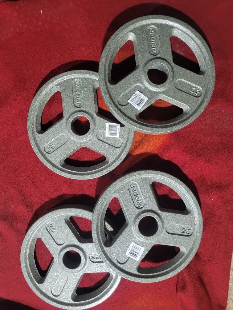 NEW. 2" HOLE WEIDER OLYMPIC PLATES TOTAL 100lbs 4-25s
11525 S HALSTED DUNKIN DONUTS/7111.S WESTERN WALGREENS
90$ CASH ONLY AS IS