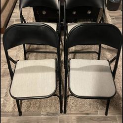 Set of 4 vintage Samsonite padded folding metal chairs